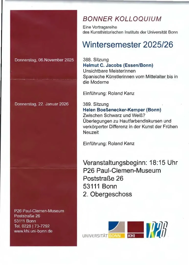 06. November 2025: Vortrag Helmut C. Jacobs (Essen/Bonn): Unsichtbare Meisterinnen - Spanische Künstlerinnen vom Mittelalter bis in die Moderne.
