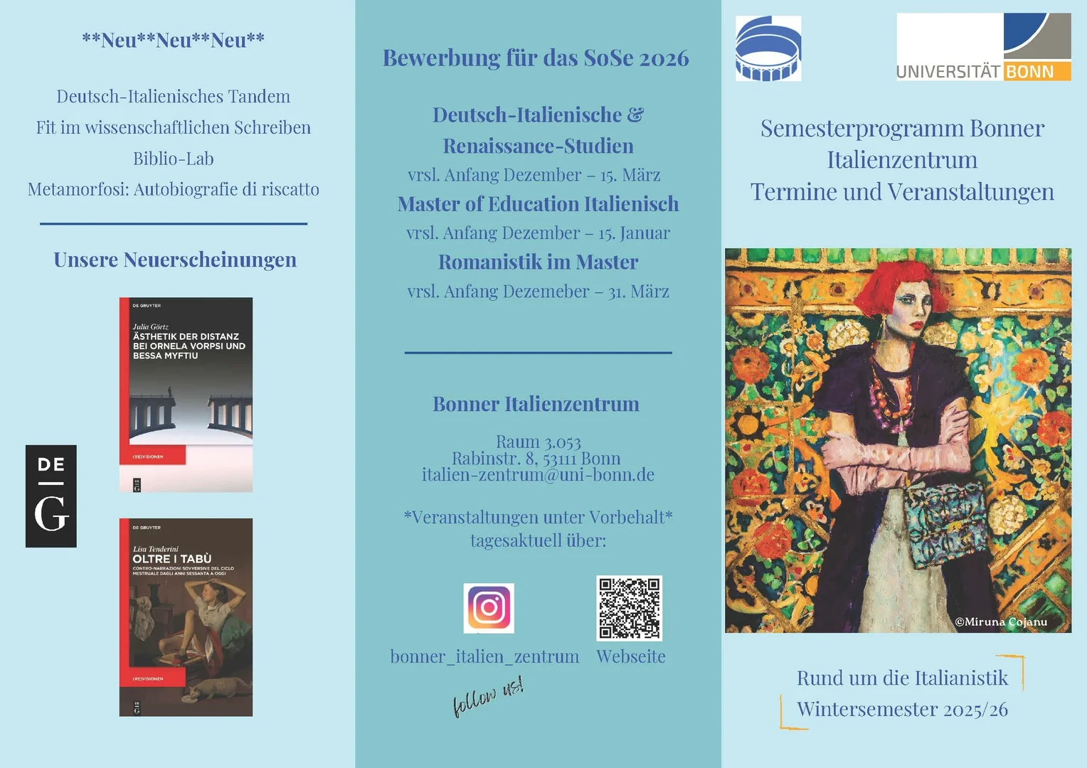 WS 2025/26: Programm des Bonner Italienzentrums